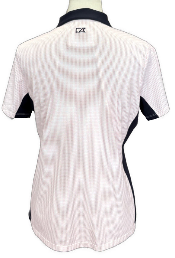 Cutter & Buck White w/Red Patterned Women's Short Sleeve Golf Top Size M