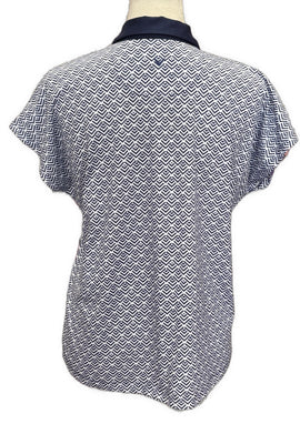 Callaway Navy & White Geometric Print Women's Short Sleeve Golf Top Size M - 0
