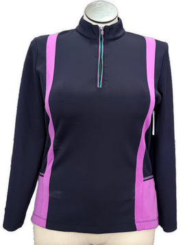 EP Pro Navy Women's Golf Pullover w/Purple & Green Accents Size L