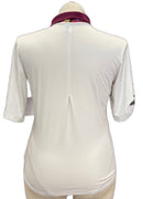 GGBlue Women's White w/Maroon Collar Short Sleeve Top Size L-2