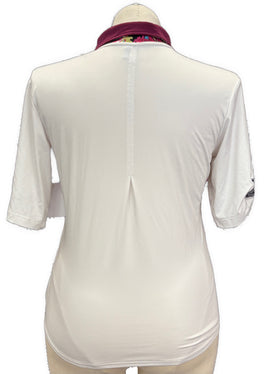 GGBlue Women's White w/Maroon Collar Short Sleeve Top Size L - 0
