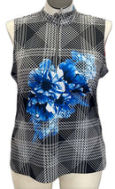Tail Black & White Patterned Women's Sleeveless Golf Top w/Flower Size XL-1