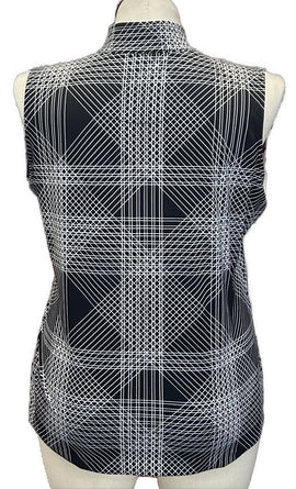 Tail Black & White Patterned Women's Sleeveless Golf Top w/Flower Size XL - 0