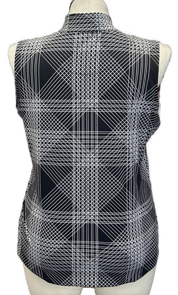 Tail Black & White Patterned Women's Sleeveless Golf Top w/Flower Size XL