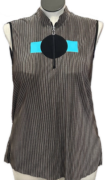 Jamie Sadock Tan & Black Crinkle Women's Sleeveless Golf Top Size XL