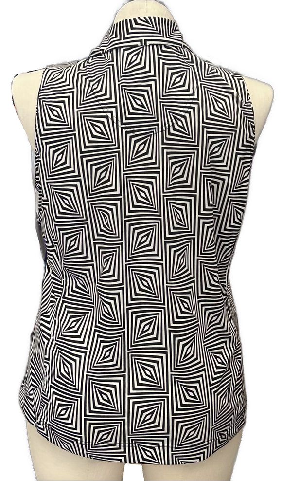 Sport Haley Black & White Geometric Print Sleeveless Golf Top Size XL