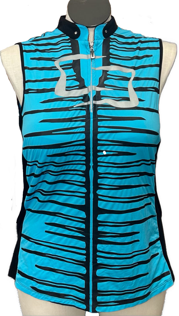 Jamie Sadock Blue & Black Patterned Women's Sleeveless Golf Top Size L