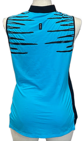 Jamie Sadock Blue & Black Patterned Women's Sleeveless Golf Top Size L - 0
