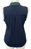 Lady Hagen Navy Women's Sleeveless Top w/Green Geometric Accents Size L-2