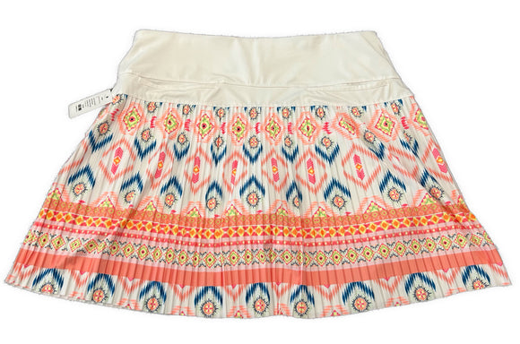 Lucky in Love Coral & White Patterned Micro Pleat 18” Golf Skort Size XL