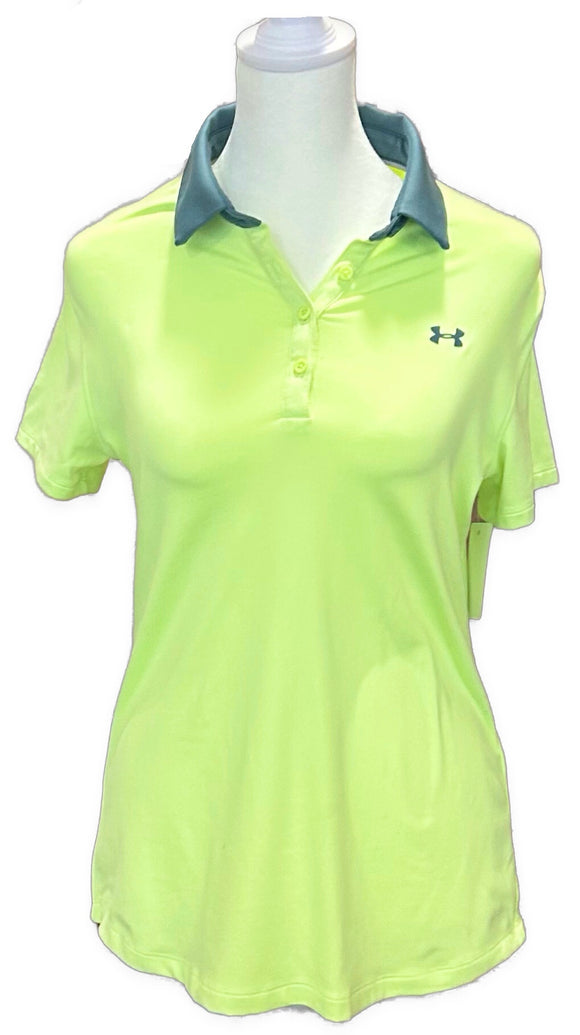 Under Armour Neon Yellow Women's Short Sleeve Golf Top Size S