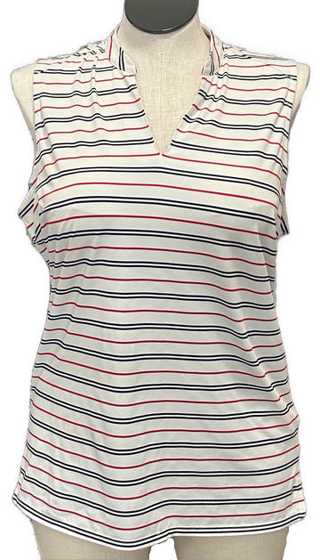 Puma Volition Women's Red White & Blue Striped Sleeveless Golf Top Size XL