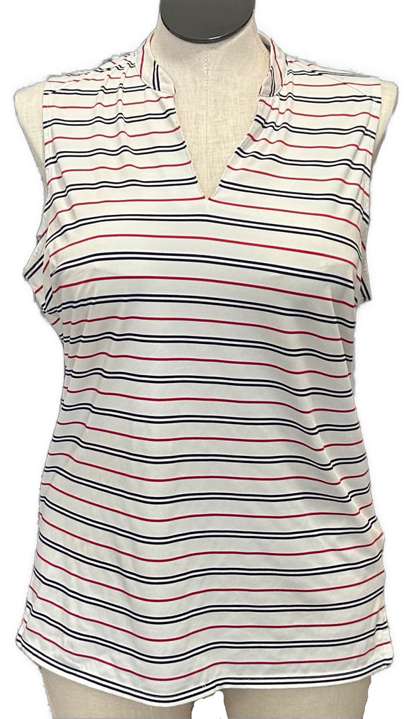 Puma Volition Women's Red White & Blue Striped Sleeveless Golf Top Size XL