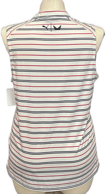 Puma Volition Women's Red White & Blue Striped Sleeveless Golf Top Size XL - 0