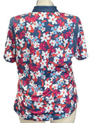 PGA Tour Slate Blue Floral Print Women's Short Sleeve Golf Top Size XXL-2