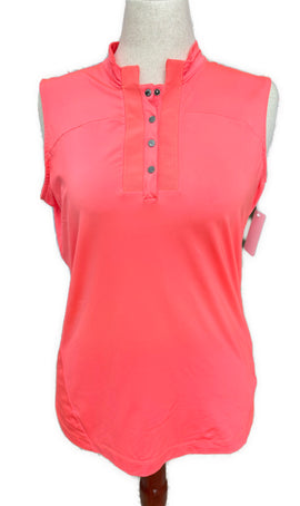 Tail Activewear Women's Coral Sleeveless Snap Golf Top Size L