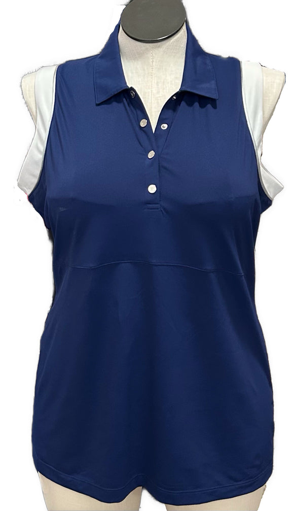 EP New York Navy Sleeveless Golf Top w/White Outlining Size XL