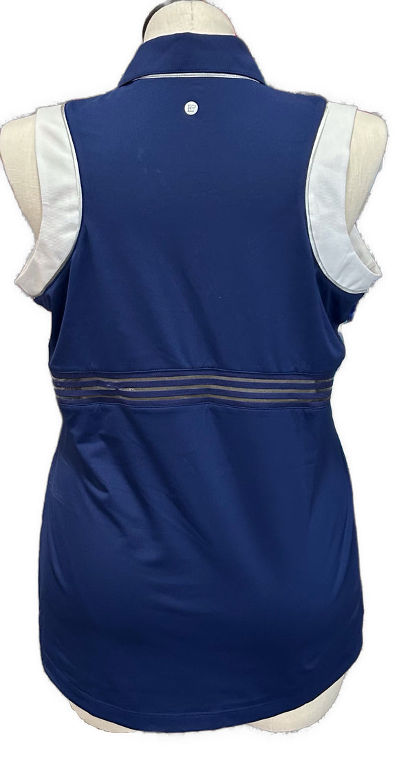 EP New York Navy Sleeveless Golf Top w/White Outlining Size XL