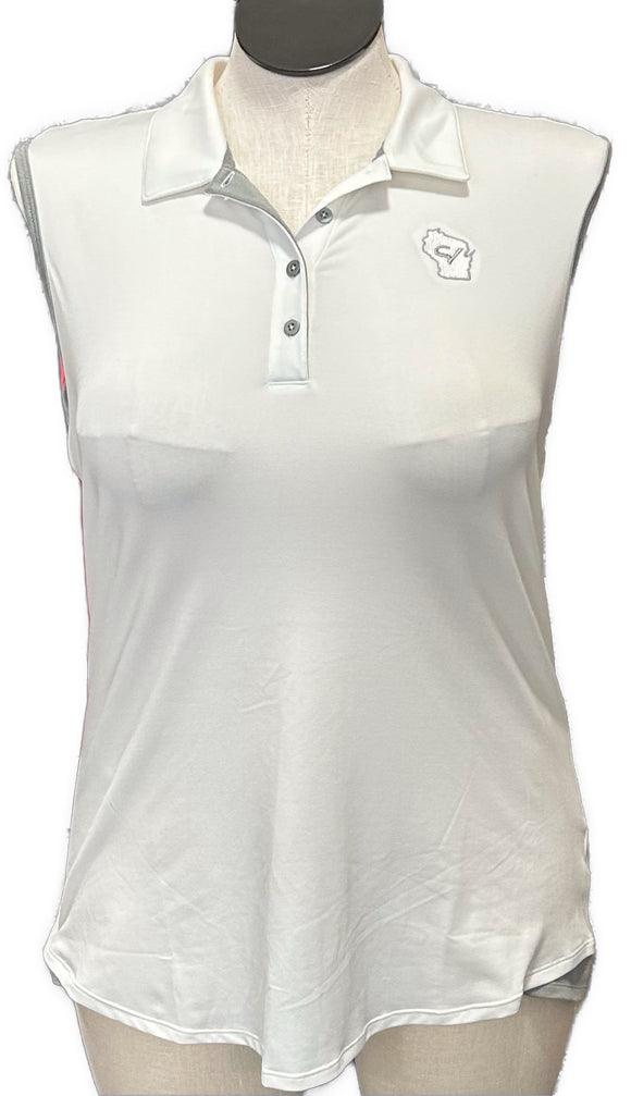 Adidas White Sleeveless Golf Top w/Gray Accents & Logo Size XL
