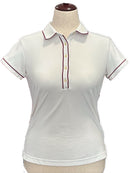 Adidas Women's White Short Sleeve Golf Top w/Maroon Outlining Size M-1