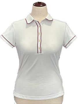 Adidas Women's White Short Sleeve Golf Top w/Maroon Outlining Size M