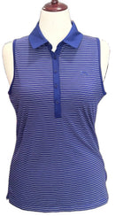 Under Armour Violet & White Striped Sleeveless Golf Top Size L-1