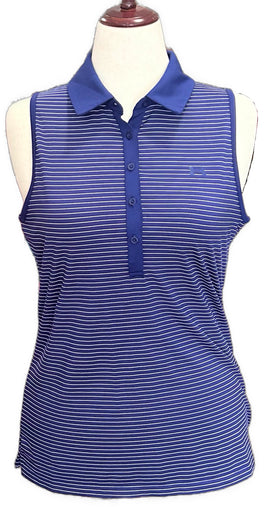 Under Armour Violet & White Striped Sleeveless Golf Top Size L