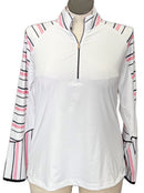 Fairway & Greene Women's White Pullover w/Striped Accents Size XL MSP$143-1