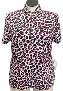 New Tail Activewear Joli Cheetah Short Sleeve Golf Top Size XL MSP$93-2
