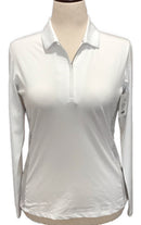 New Dunning Women's Long Sleeve White Tonal Golf Polo MSP$100-1