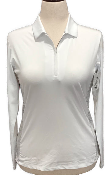 New Dunning Women's Long Sleeve White Tonal Golf Polo MSP$100