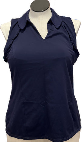 Lilly Pulitzer Luxletic Martina Navy Sleeveless Golf Polo Size XL MSP$88