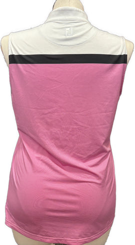 Footjoy Women's Pink Mini-Striped Sleeveless Polo w/Logo Size L - 0