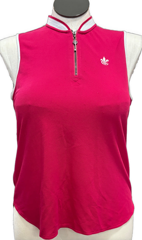 Belyn Key Magenta Pique Sleeveless Golf Top w/Logo Size L MSP$108