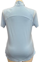 New Ahead Sky Blue Short Sleeve Zip Mock w/Logo Size L-2