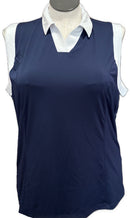 Callaway Women's Navy Color Block V-Placket Sleeveless Golf Polo Size XXL-1