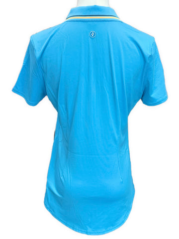 New Women's Jofit Cutaway Polo w/Rib Trim Blue Lagoon MSP$90 - 0