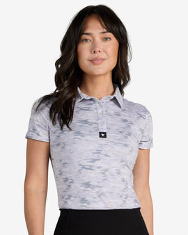 New Bad Birdie Women's Core Golf Polo - Undulated Fog- Thistle