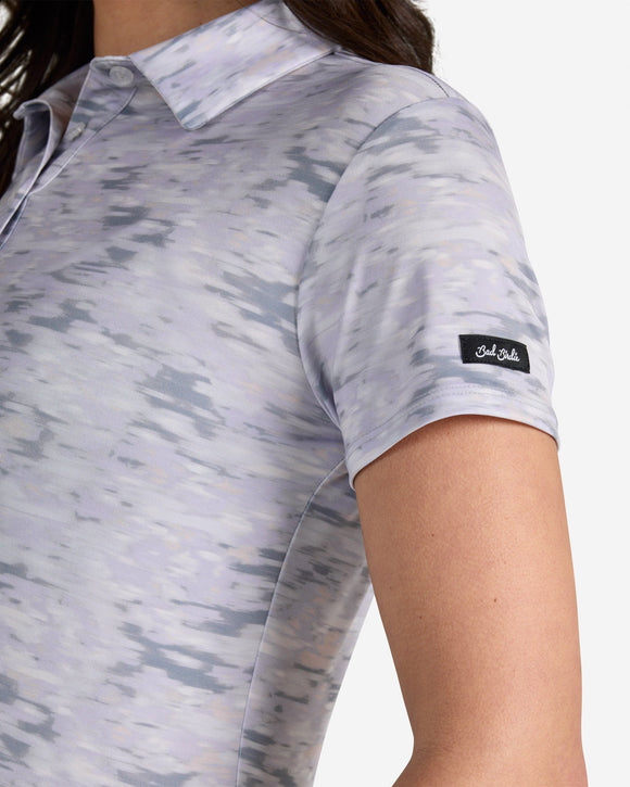 New Bad Birdie Women's Core Golf Polo - Undulated Fog- Thistle