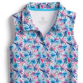 New Scales Women's Wild Flowers Sleeveless Golf Polo Size XS MSP$80