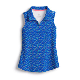 New Scales Women's Buoys Blue Sleeveless Golf Polo Size S MSP$80