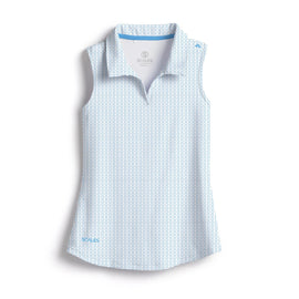 New Scales Women's Nautical Sail Sleeveless Golf Polo - Powder Blue MSP$80