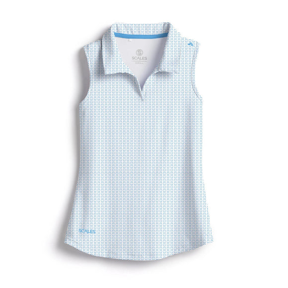 New Scales Women's Nautical Sail Sleeveless Golf Polo - Powder Blue MSP$80