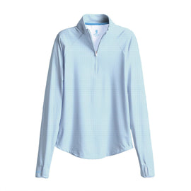 New Scales Women's Nautical Powder Blue LS Quarter Zip Size S MSP$85