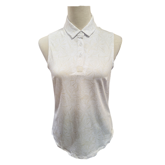 New Bad Birdie Women's Core Sleeveless Golf Polo- White Bloom