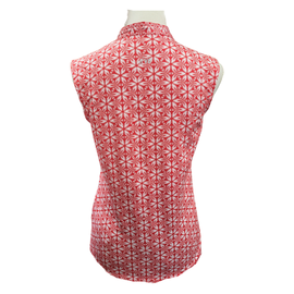 New Nivo Sport Red & White Lucetta Floral Sleeveless Polo Size S MSP$78 - 0