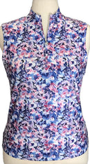 New Women's Daily Sports Ravenna Blue Flower Sleeveless Golf Top MSP$89-1