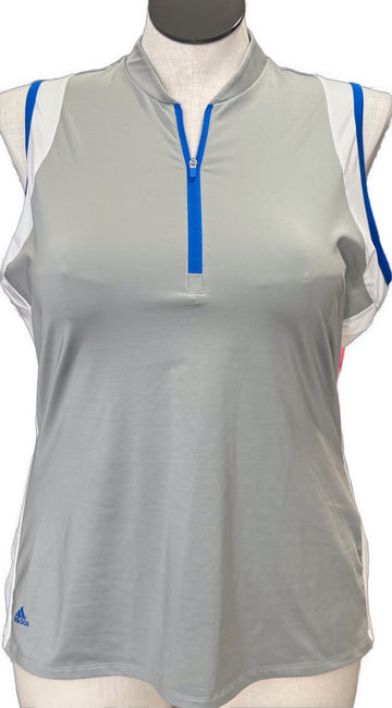 Adidas Gray & White Color Block Women's Sleeveless Golf Top Size XL
