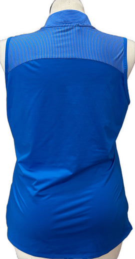 Adidas Blue Striped Women's Sleeveless Golf Top Size XL - 0