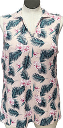 Puma Light Pink Tropical Patterned Women's Sleeveless Golf Top Size XL-1